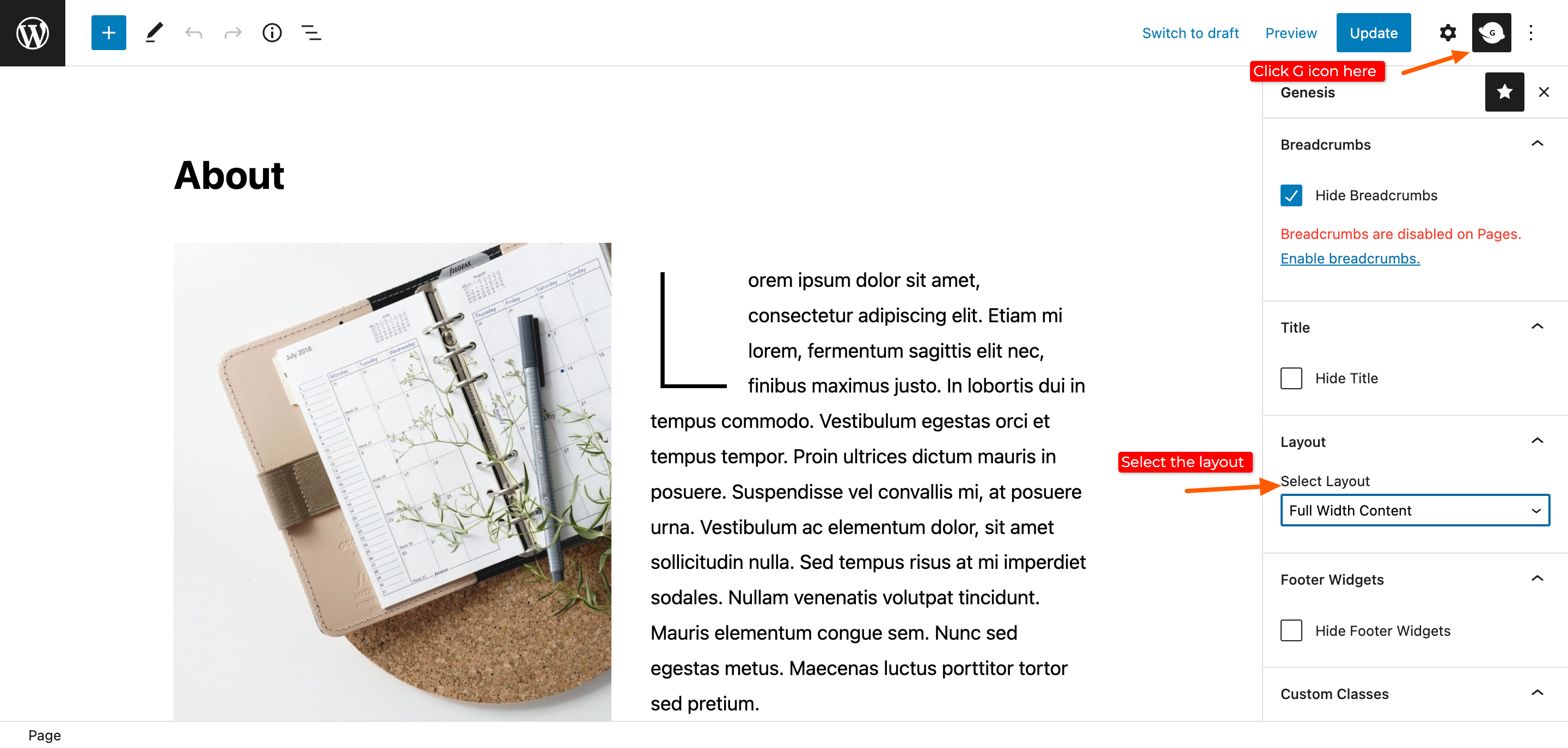 How To Change Page Layout SkyandStars co Theme Support